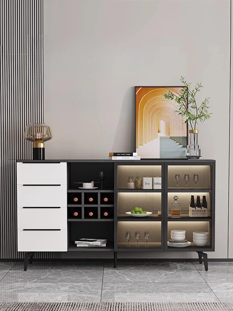 

Side Cabinet Modern Simple Italian Minimalist Light Luxury Wine Cabinet Integrated Wall Storage Cabinet Locker