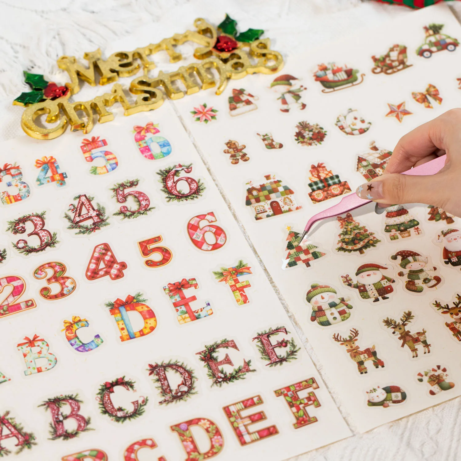 Vintage Christmas Item Letter Number Landscape PET Sticker Creative DIY Journal Material Collage Scrapbooking Stationery