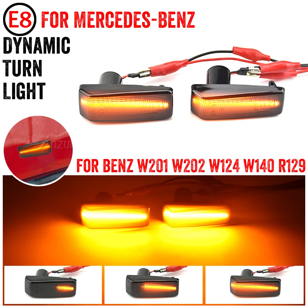 For Benz C E S SL CLASS W201 190 W202 W124 W140 R129 LED Sequential Light Dynamic  Turn Signal Repeater Side Marker Lamp Lights