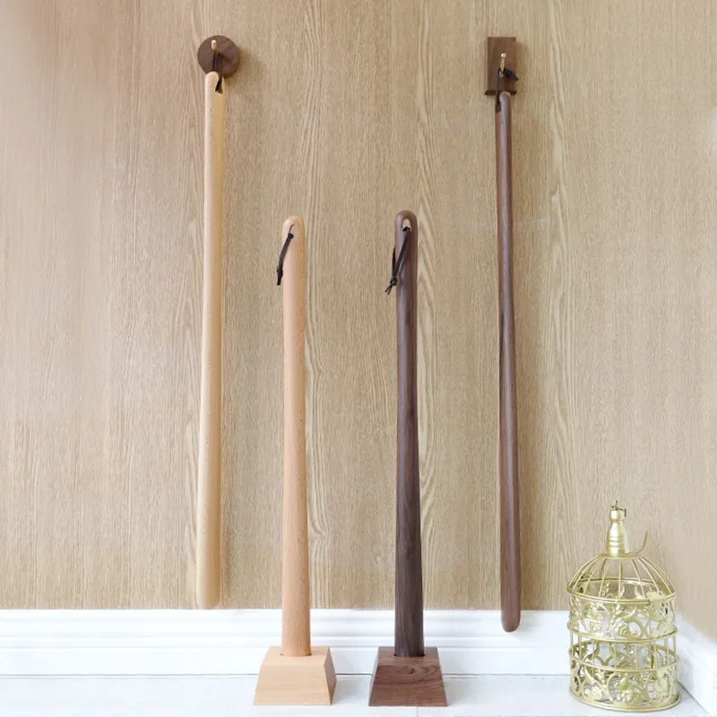 New solid wood shoehorn extra-long long handle household lifter shoe wearer handle puller picker slippe