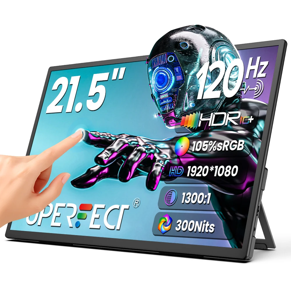 

UPERFECT 21.5'' 1920*1080 120Hz Touch Screen Portable Monitor 16:9 IPS Screen For Laptop XBox PS4/5 Switch TV Box Cell Phone PC