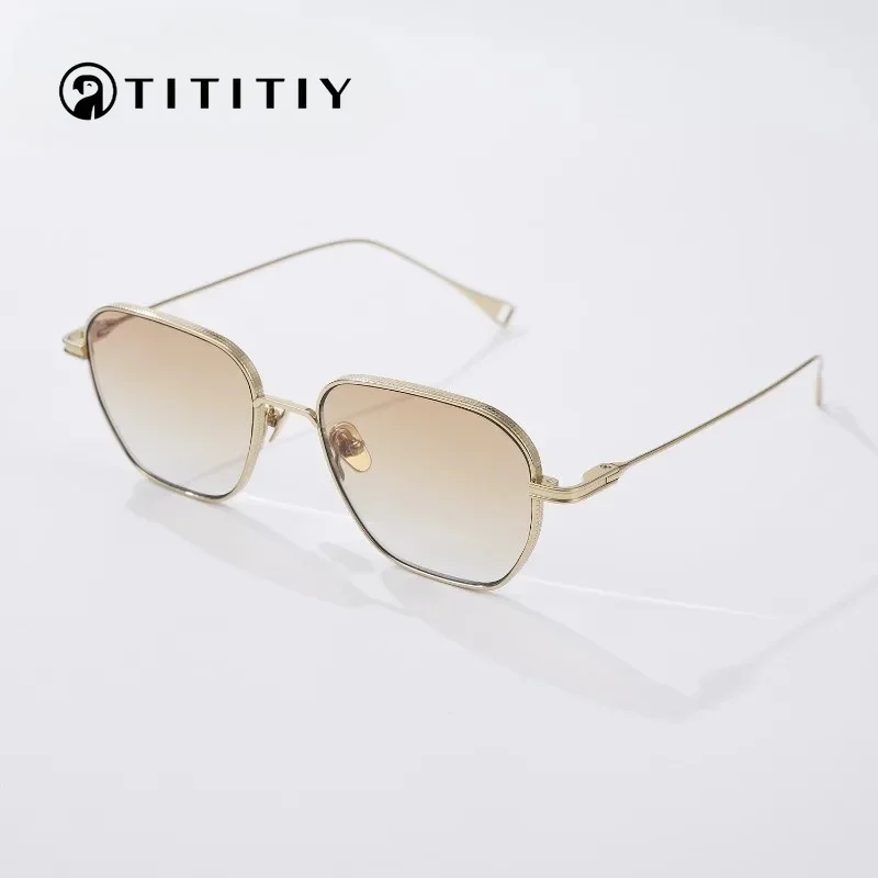 

New Ultra-light Pure Titanium Square Trendy Sunglasses for Women Korean Style Luxury Summer Travel Sunshade Sunglasses UV400