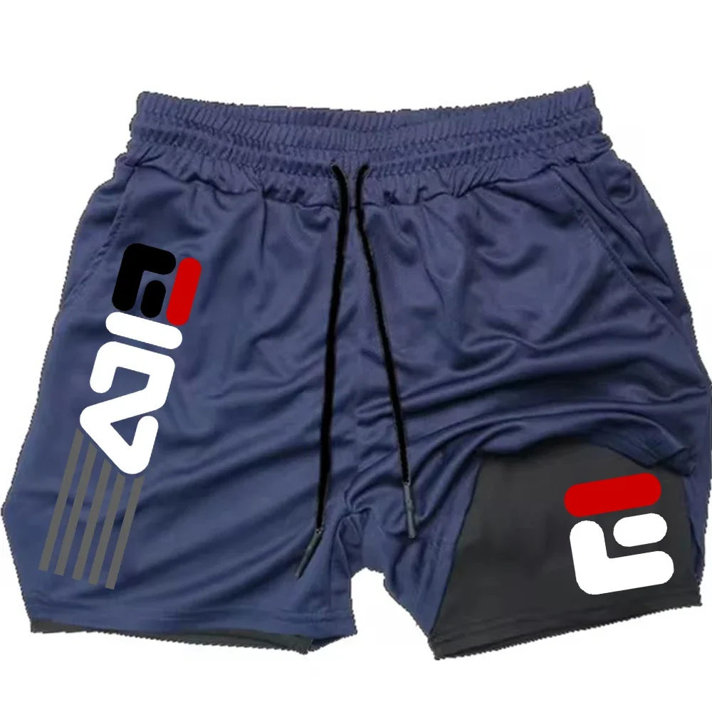 Pantaloncini sportivi da uomo a doppio strato Pantaloncini da allenamento sportivi 2 in 1 ad asciugatura rapida Pantaloncini da corsa fitness Pantaloncini da corsa