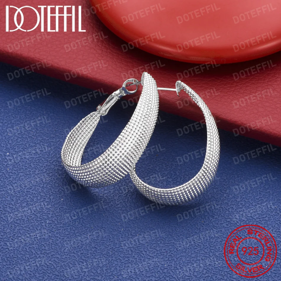 30 mm große, fein strukturierte ovale Ohrringe aus 925er Sterlingsilber – stilvoller Hochzeitsschmuck für Frauen, Party-Geschenk-Accessoires