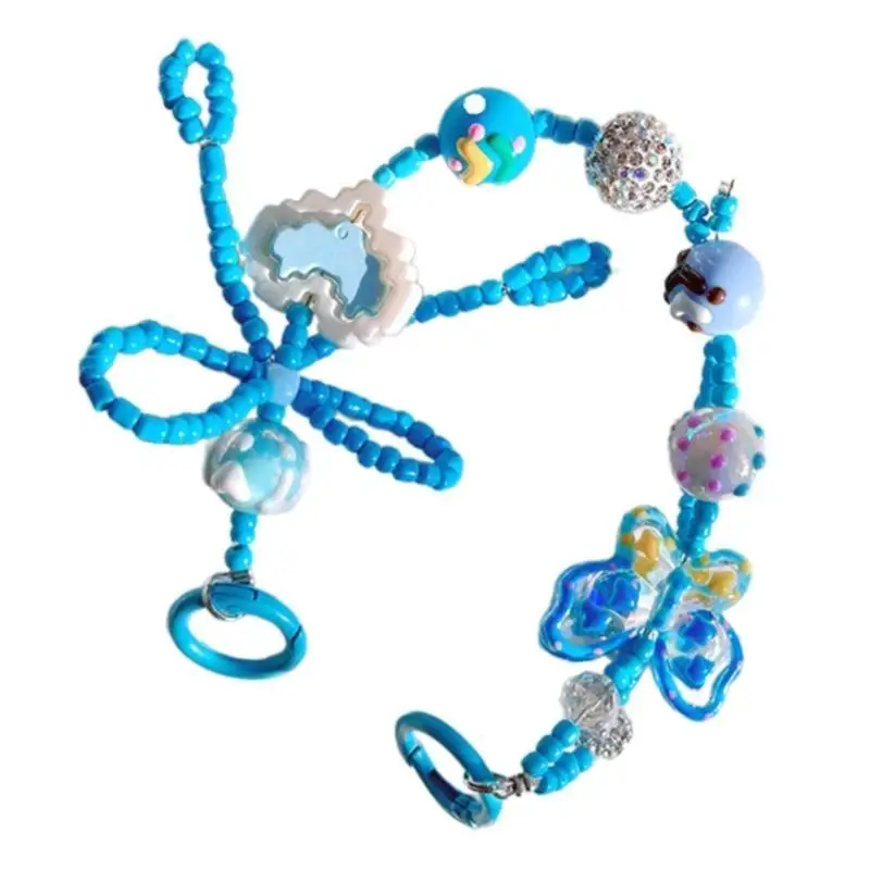 

31BA Eye Catching Chain Handmade Beaded Cellphone Lanyard For Women Girls Telephone Strap Jewelry Drop-resistant