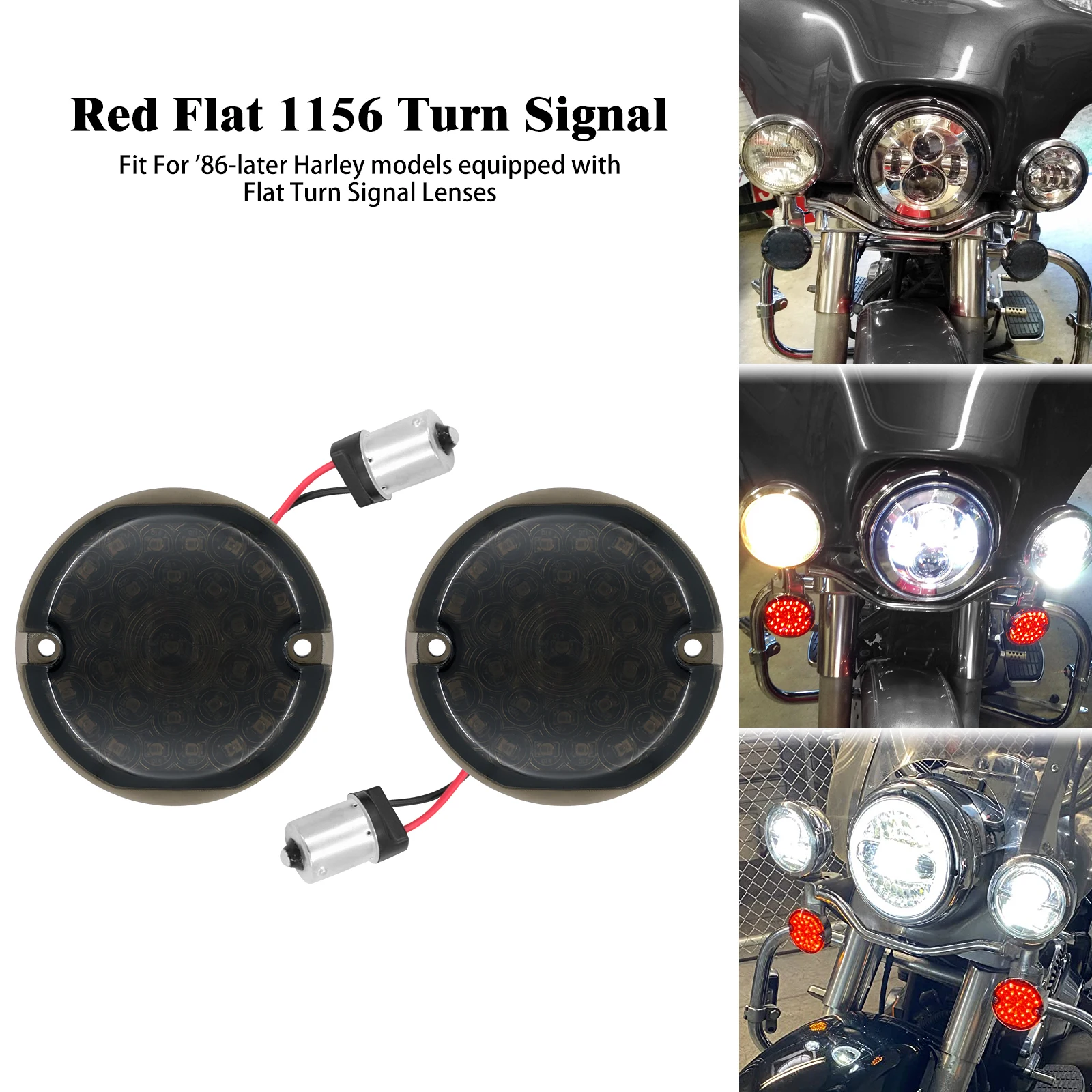 

Motorcycle Rear 1156 Turn Signal LED Light Insert 3 1/4'' Red Blinker For Harley Touring Electra Road Glide Softail FLSTN FLSTC