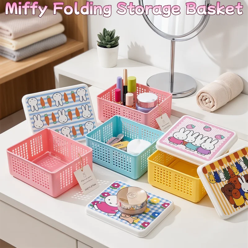 Niedlicher Miffy Faltbarer Aufbewahrungskorb Cartoon Multifunktionale Desktop-Organisationsbox für Zuhause Faltbare Aufbewahrungsbox Geschenk für Mädchen