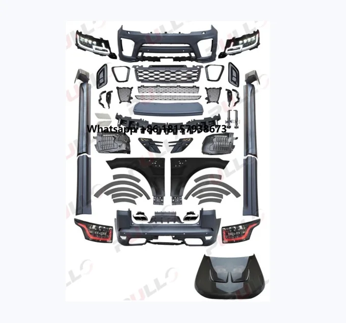 

Auto Body System for RANGE ROVER SPORT 2014-2017 Upgrade to SVR Style with Aluminum Hood Headlight Car Bumpers for Modify