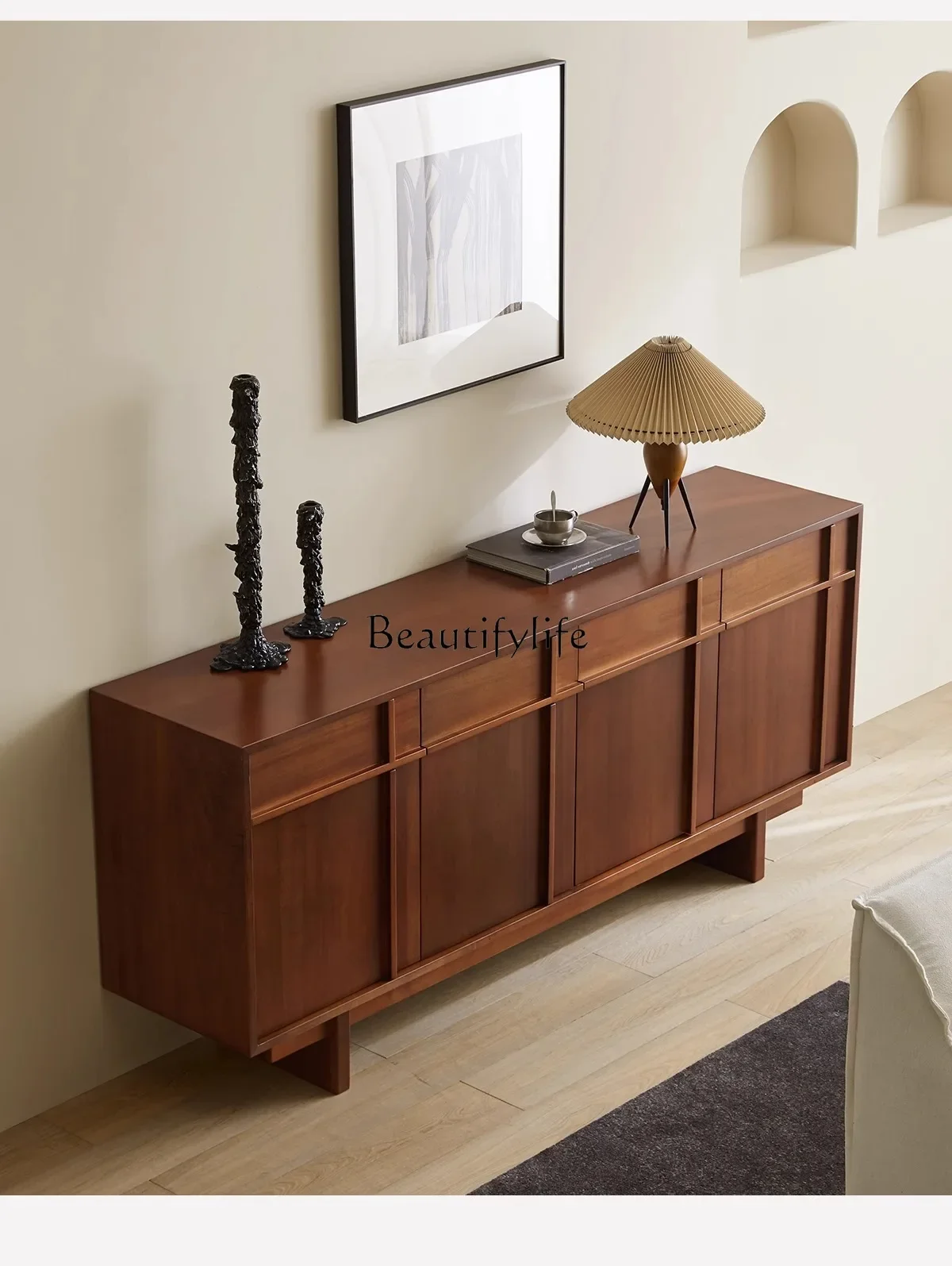 

yj9Retro side cabinet solid wood locker medieval French style against the wall living room French style