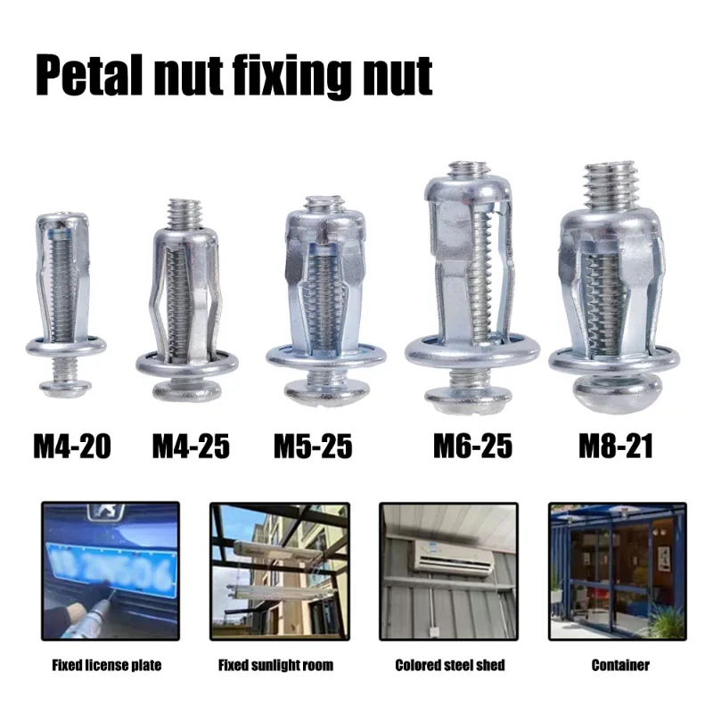 Jack Nuts Screw Petal Screw Anchors Petal Expansion Plugs for Curtain Expansion Clamp Petal Rivet Lock Bolt Board Wall Fasteners