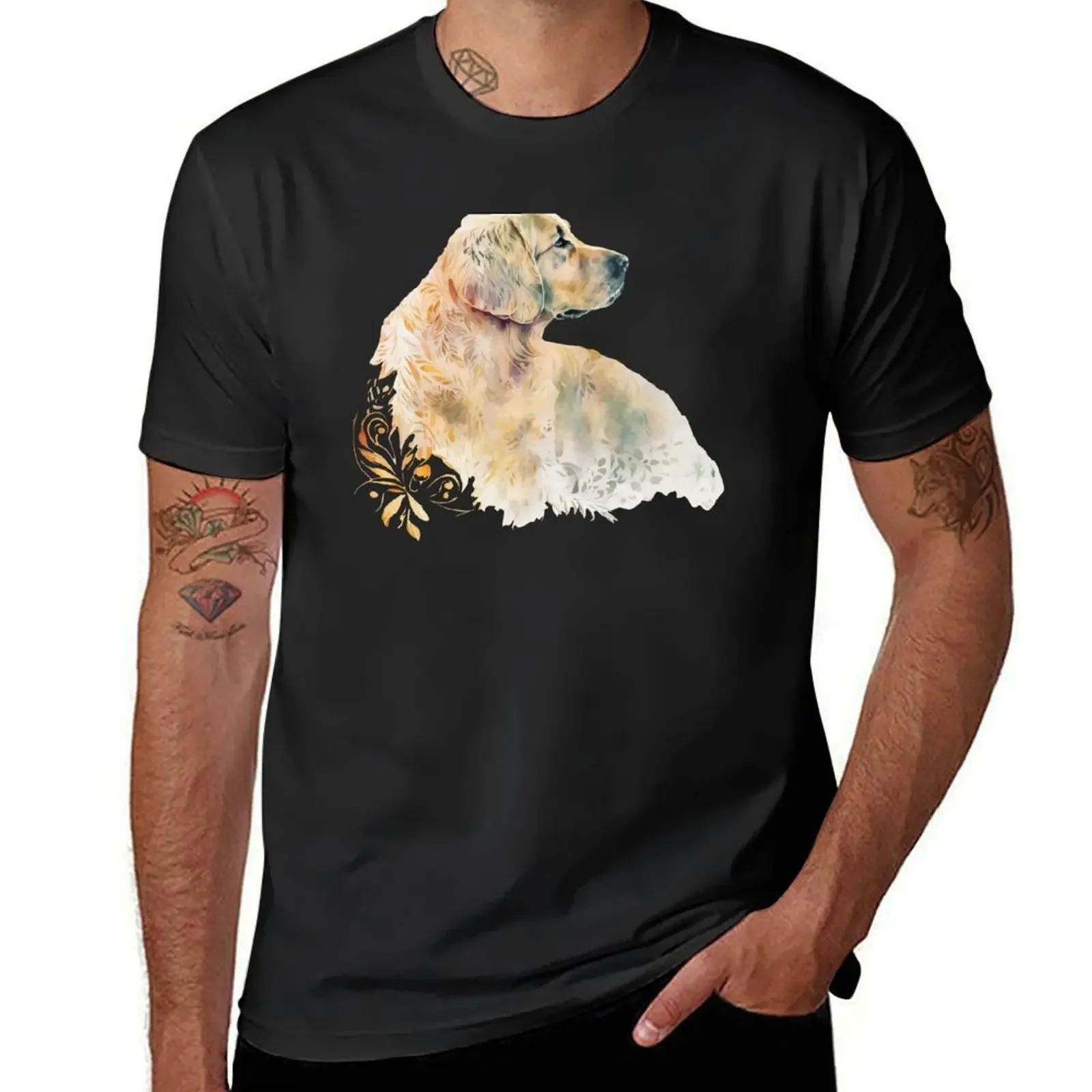 

A Bohemian Patterned Golden Retriever Watercolor - Boho Animals T-Shirt Clothing affliction shirts vintage clothes mens clothes