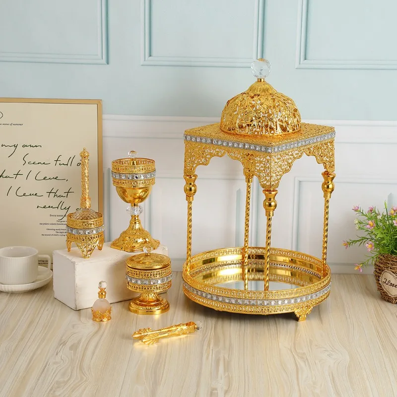 Basket metal incense burner set Cross-border Arab Middle East living room incense burner aromatherapy set Hot-selling home pendu