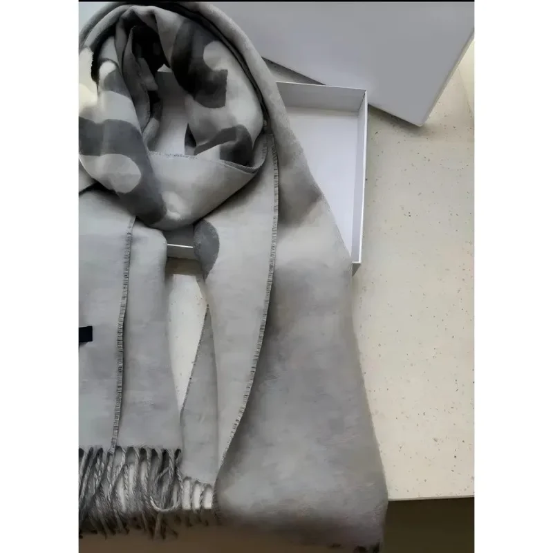 26防風スカーフ 冬用暖かいカシミヤショール、カシミヤスカーフ、文字デザイン入りで厚くて暖かい、高品質でファッショナブルなスカーフ