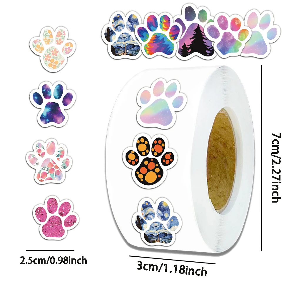 500PCS Dog Footprints Mobile Phone Cartoon Cute Girl Heart Graffiti Decorative Hand Tent Sticker