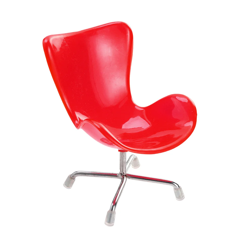 

1pc Mini Computer Chair Red Plastic Metal Base For Hedgehog Hamster Cage Cleanable Smooth Scratch Resistant Egg Style Mini