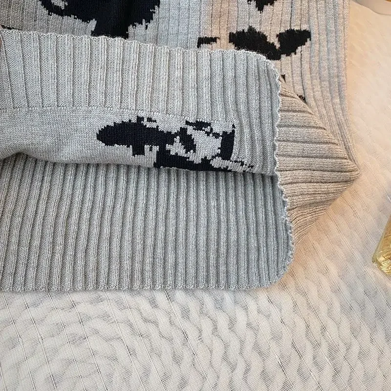 

French Retro Knitted Camisole Women's Summer Gray Printed Zipper Vest Design Sense High Neck Short Top For Outdoor Hop Wear