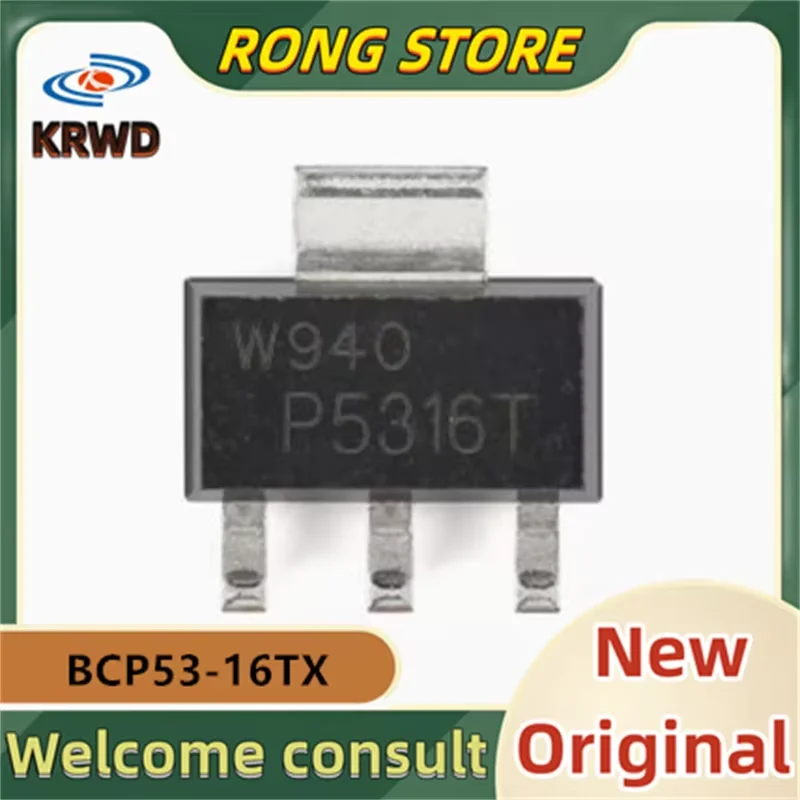 (50 Buah/100 Buah) P5316T BCP53-16TX BCP53 SOT-223 80V,1A Chip IC Baru dan Asli