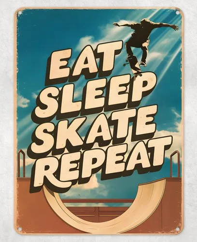 Eat Sleep Skate Repeat Metal Poster Wall Tin Sign Man Cave Shed Home Plaque --Tin Sign