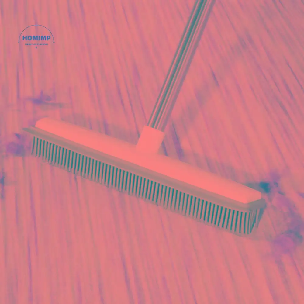 

Squeegee 2 in 1 Rubber Broom with Squeegee Long Handle Carpet Brush Soft Pet Hair Remove Broom Hardwood Floor No Scratch