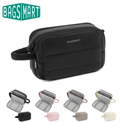 BAGSMART Fluffy Toiletry Bag Women's Cosmetic Bag Organizer Large Wide Opening Travel Bag for Toiletries Dopp Kit Accessories