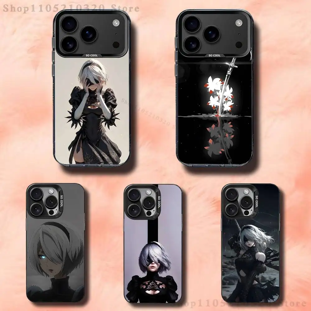 

A-Automata 2B N-Nier Phone Case For iPhone 17,16,15,14,13,12,11,Pro,Max,Plus,E,Air,Mini Black Tpu Cover