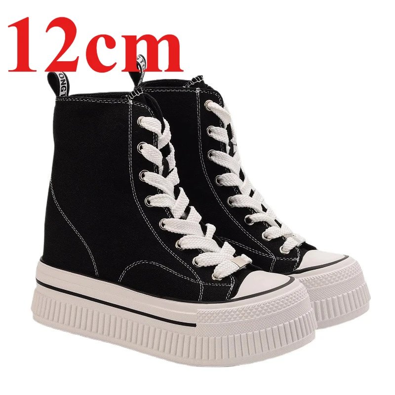 

Женские парусиновые туфли на очень высокой толстой подошве, повседневная обувь с высоким берцем Elevato 12 см, увеличивающая рост, удобная обувь для инструментов