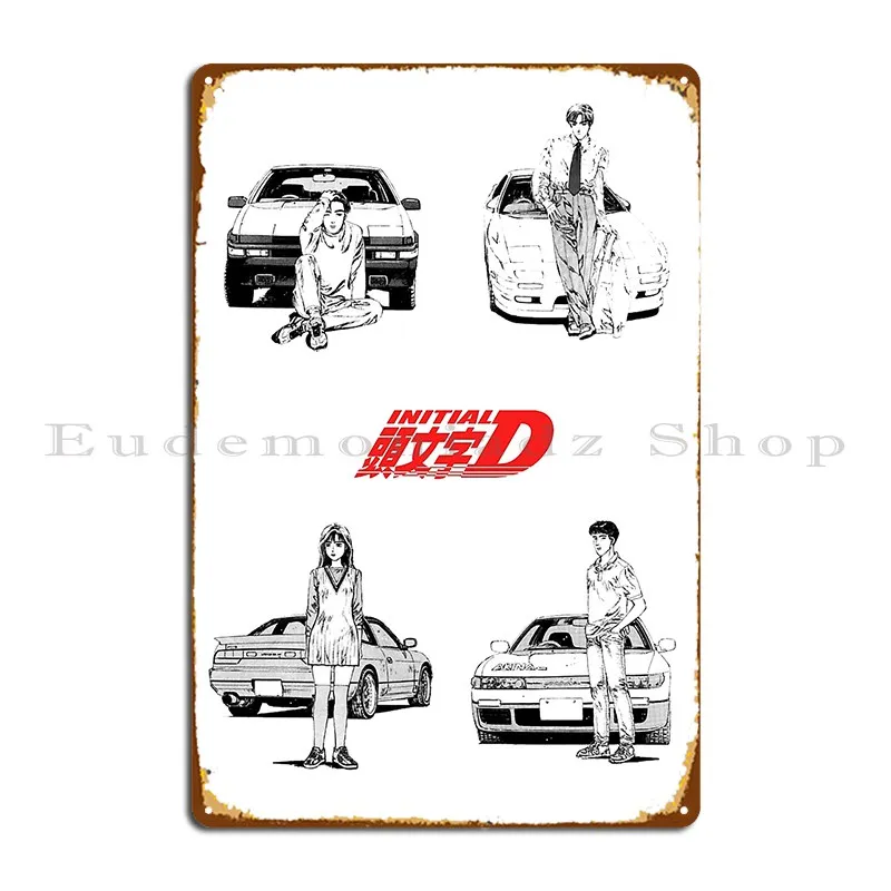 Initial D Manga Crew Takumi Metal Sign Create Designing Cinema Vintage Garage Tin Sign Poster