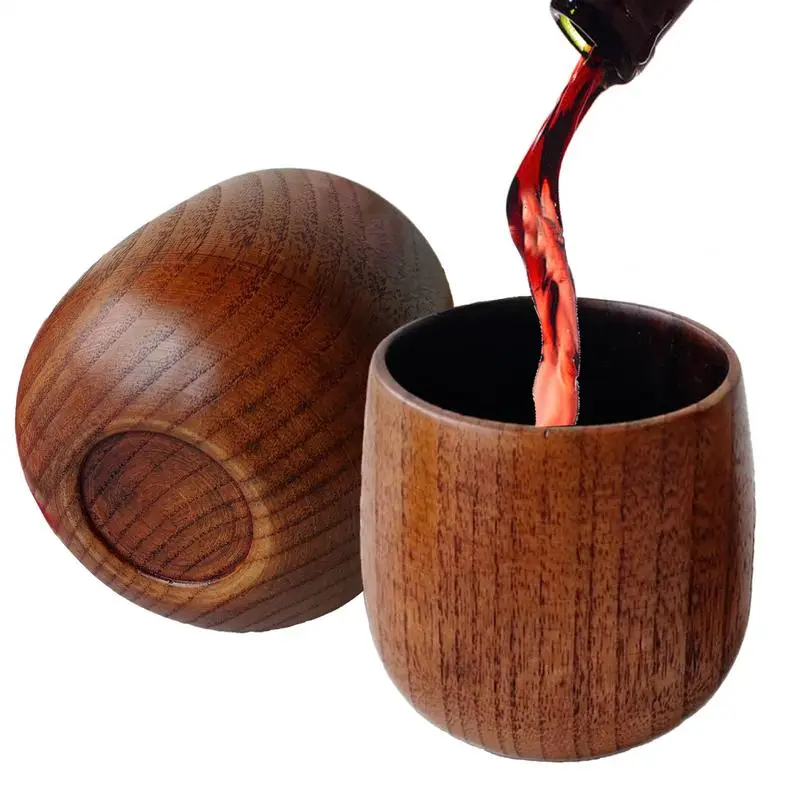 Hölzerner Whiskybecher Bourbon Trinkbecher aus Holz, 2 Stück, rustikale Vintage-coole Flasche für Geburtstag, Hochzeit, Weihnachten, Reisen und Zuhause