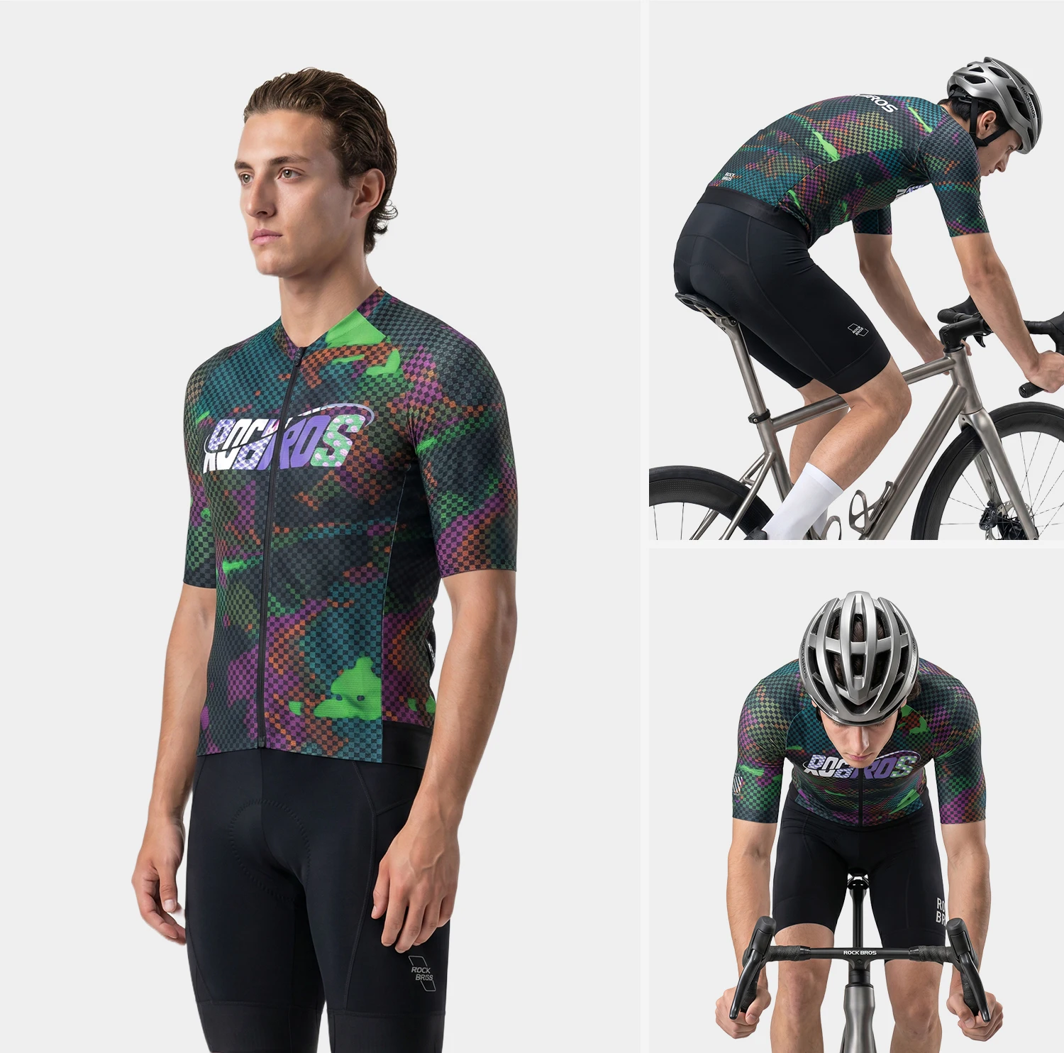 ROCKBROS Sommer-Radtrikot Leichtes Hochelastisches Oberteil Atmungsaktives Schnelltrocknendes Kurzarm-Trikot Herren-Radsportbekleidung – Detail 9