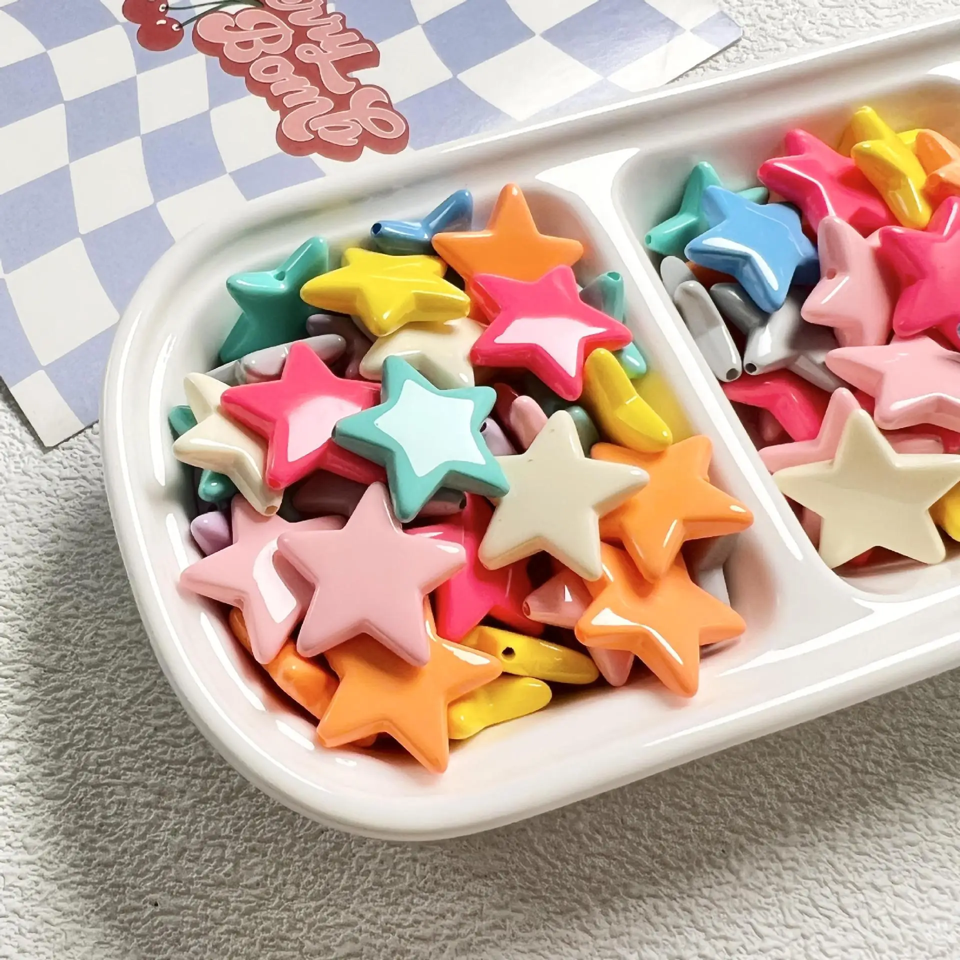 10pcs/lot New Arrival Baking Varnish Effect Star Shape Beads For Handmade Necklace DIY Parts.Jewelry Findings&Components