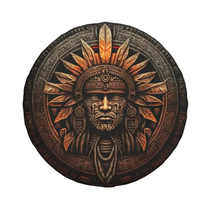 Golden Aztec Warrior Spare Wheel Tire Cover for Toyota Land Cruiser Prado Jeep RV SUV Camper Vehicle Accessories Car