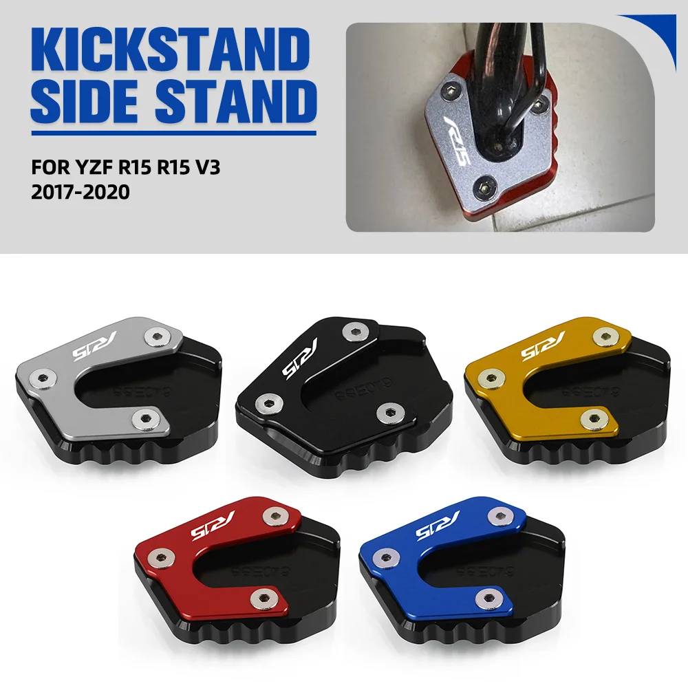 

FOR YAMAHA YZF R15 R15 V3 2017 2018 2019 2020 CNC Foot Side Stand Plate Kickstand Enlarger Support Extension R15M V4 2021-2023