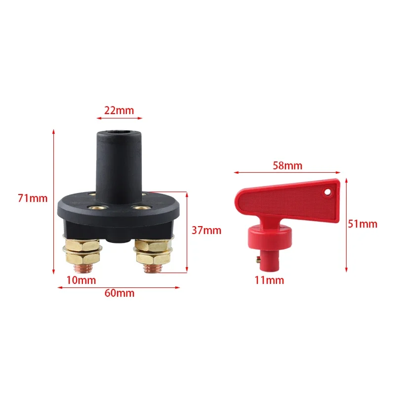 12V 24V Red 2Key Cut Off Battery Main Kill Switch Vehicle Car Modify Isolator Disconnector Truck Boat Auto Car Power Switch