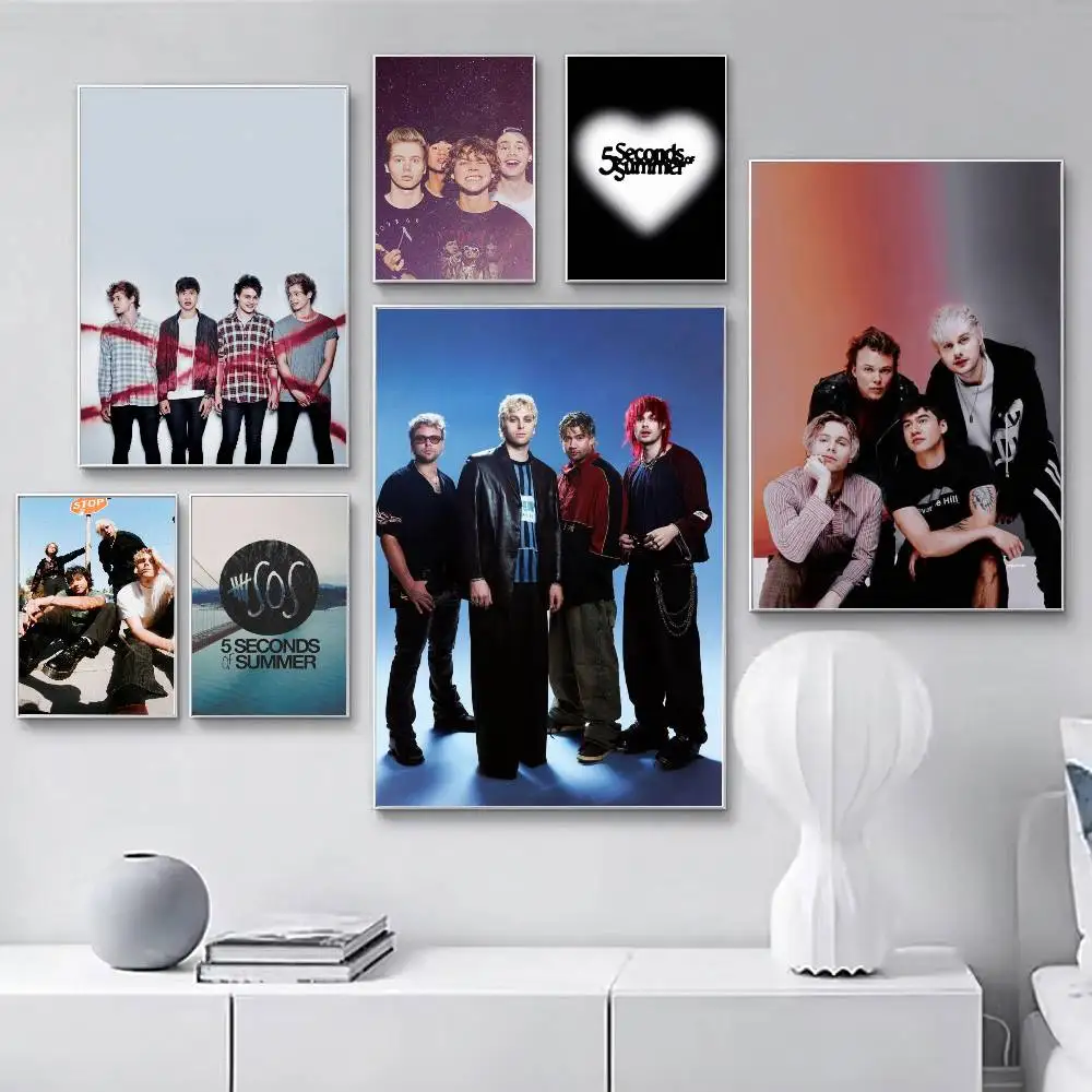 5 5SOS S-Seconds of S-Summer Poster HD Self Adhesive Waterproof Wall Art Ideal for Home Office Dorm Gift