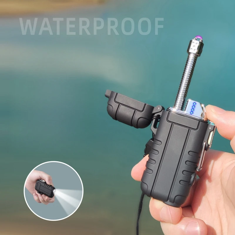 Multifunctional Outdoor Waterproof Double Arc Lighter Intelligent Power Display with Strong Light Portable Multi-Purpose Igniter