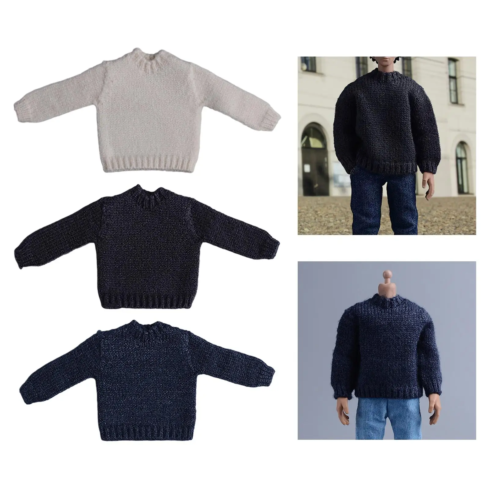Dollhouse Miniatures Accessories Knit Sweater for 6 Inch Male Action Figures Trendy Doll Clothing Outfit