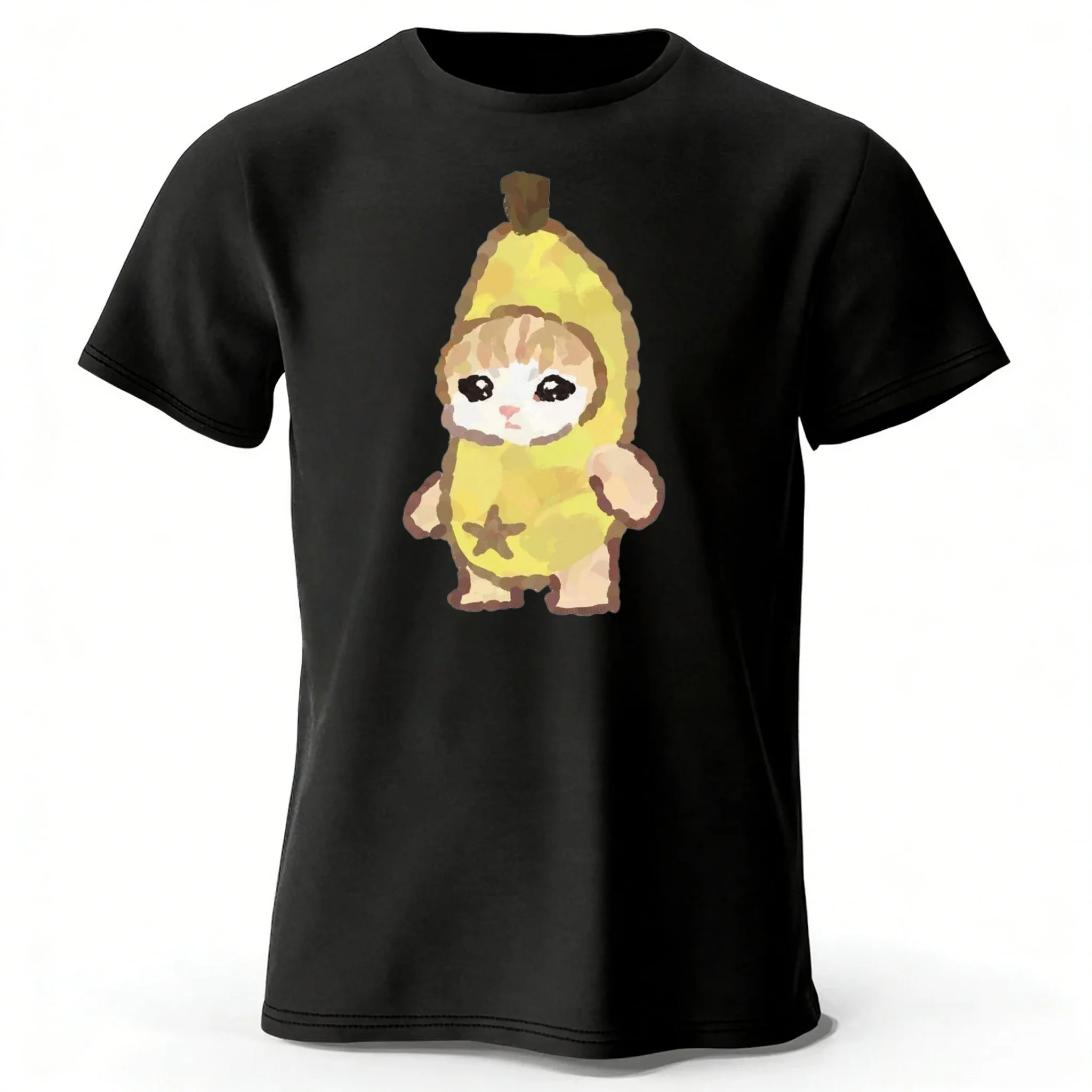 2026 Trendiges Banana Kitten Neues Reines Baumwoll-Kurzarm-T-Shirt für Herren/Damen Tägliche Streetwear Übergröße Bequemes Lässiges Oberteil