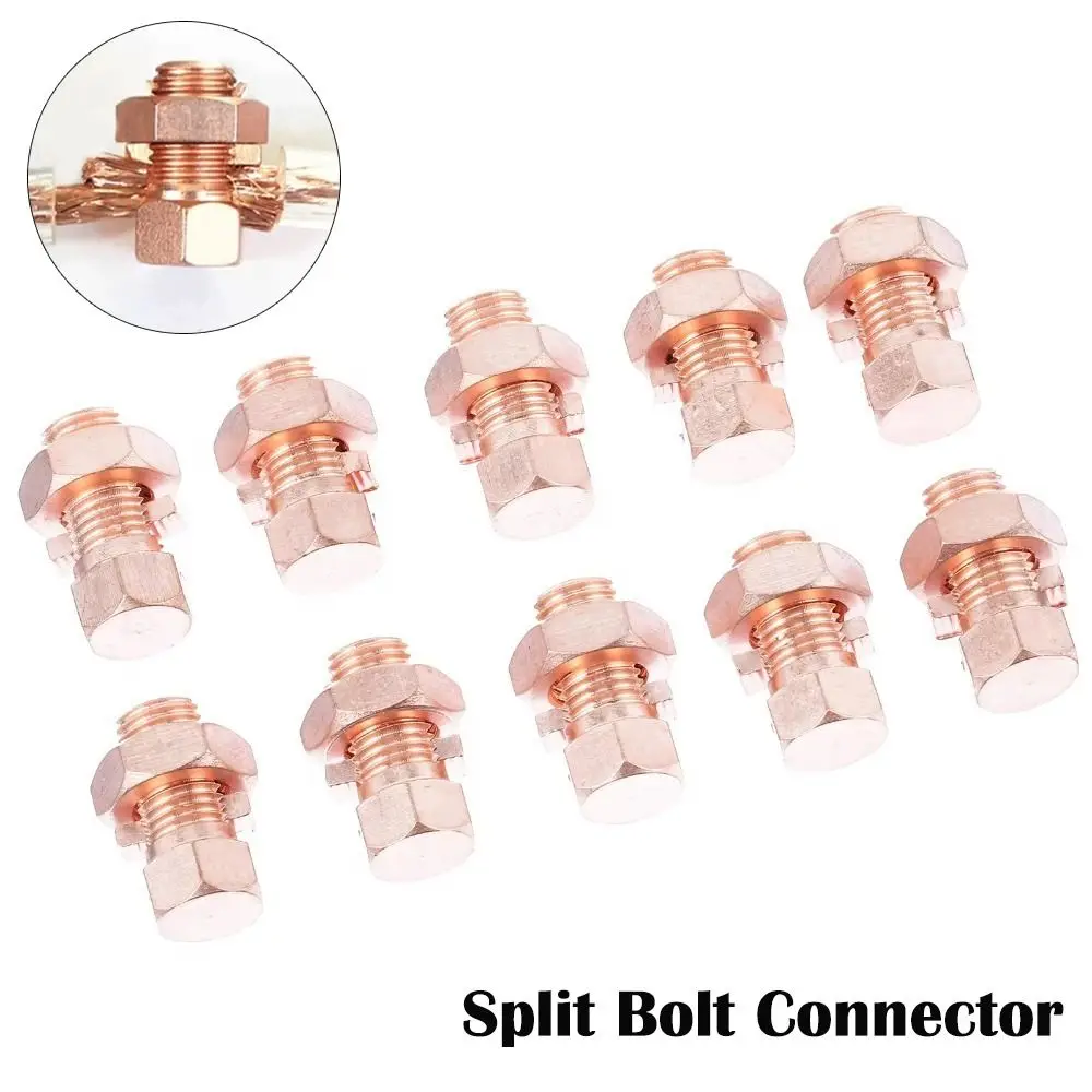 Antenna Grounding Connector Copper Split Bolt Connector Rose Gold Copper Bolt Clamp Cord Bolt Cable