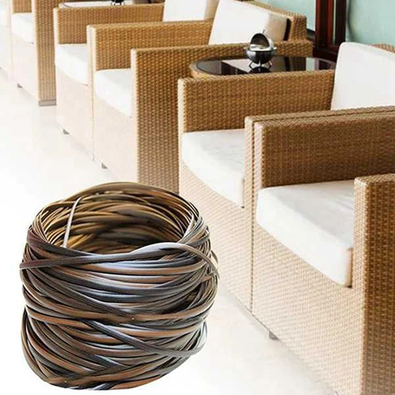 Coffee Gradient Flat Synthetic Rattan Weaving Material Plastic Rattan For Knit And Repair Chair Table Synthetic Rattan