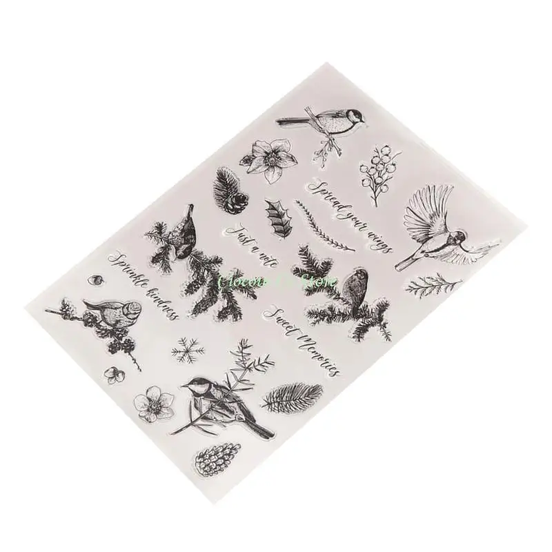 X90F Winter Birds Silicone Clear Seal Stamp DIY Scrapbooking Embossing Photo Album