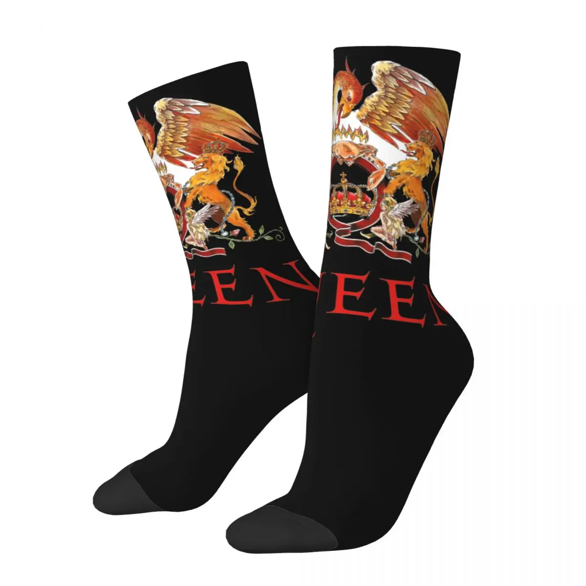 Winter Warm Harajuku Unisex Queens-Logo-Band Socks Non-slip Middle Tube Socks