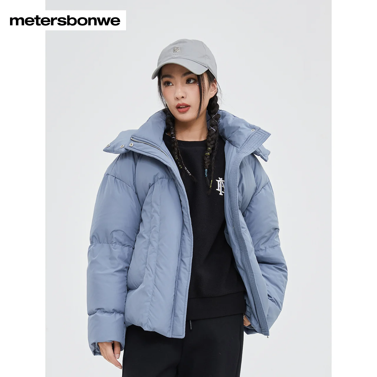 Metersbonwe-Chaqueta de plumón con capucha monocromática para mujer, plumón de pato 90%, suelto, corto, ropa cálida, alta calidad, invierno, nuevo