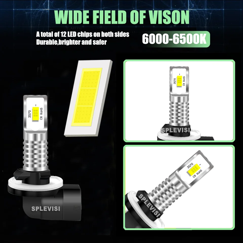 Smooth & Stable Lighting Easy Installation 881 motorcycle Headlight LED Bulbs For Polaris RZR 570 2012 2013 2014 2015 2016 2017