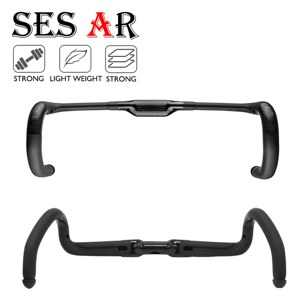 SES AR Super Light Carbon Fiber Gravel Handlebar 23.5mm Flared Drop Hidden Cable Routing 31.8mm for Road & Gravel Bikes