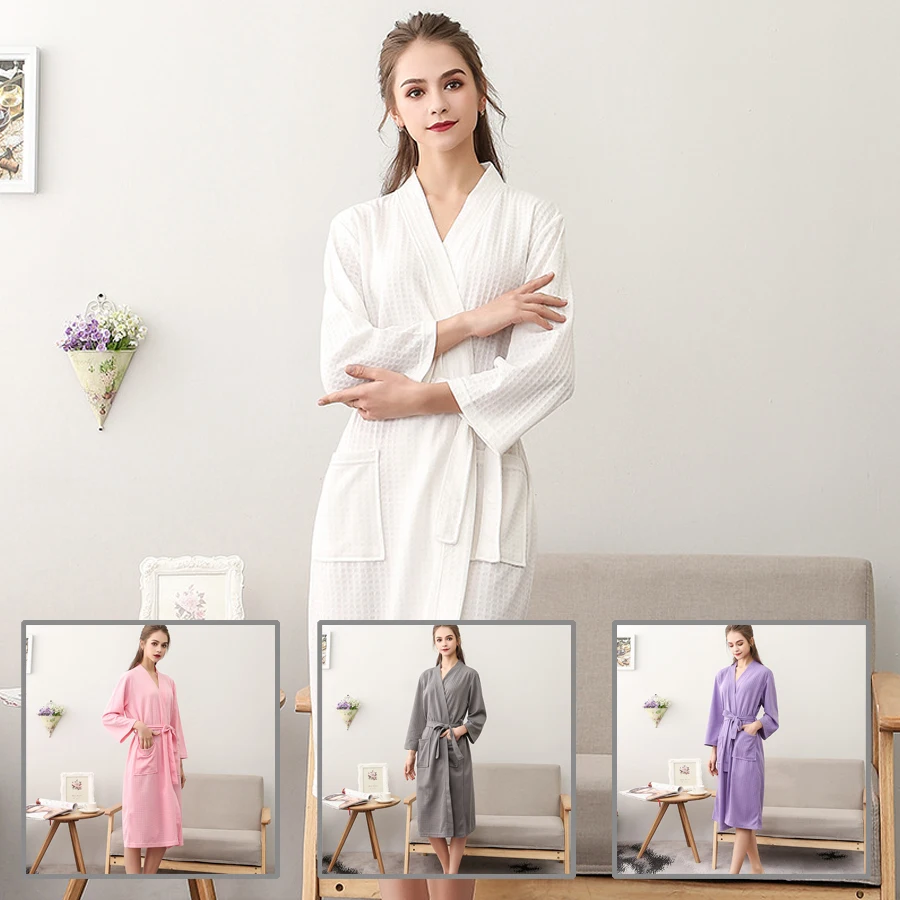 Women Men Kimono Lounge Dressing Gown Absorbable Summer Lovers Bathrobe Night Skirt Home Robes