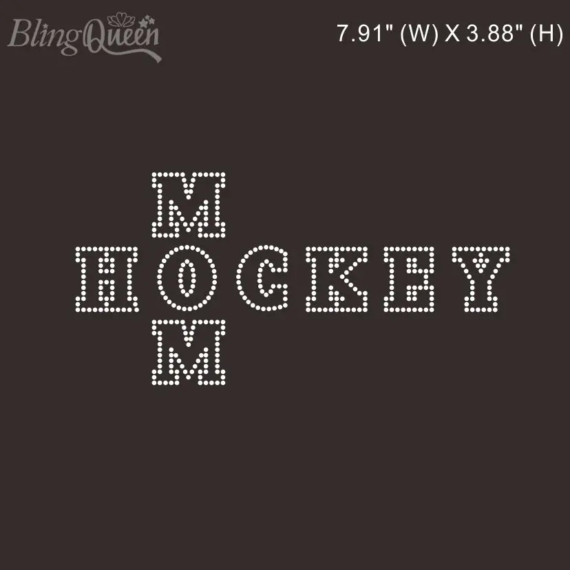 

BlingQueen-Rhinestone Iron on Hot Fix Appliques, Hockey Mom Design, 25Pcs Lot