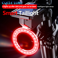 Solar Bicycle Tail Light Round Heart Shape Bike Rear Lamp LED Rechargeable Cycling Warning Taillight MTB Bike Accessoriesories