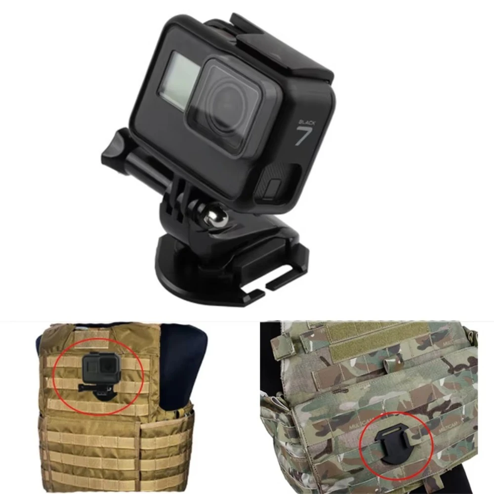 Aluminum Molle Tactical Vest Connection Base Mount for Gopro 13 12 9 7 6 5 Insta360 SJ4000 SJ7000 Yi 4K DJI OSMO Action Camera