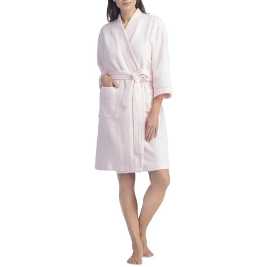 

Женский махровый халат; в стиле кимоно; с передними карманами