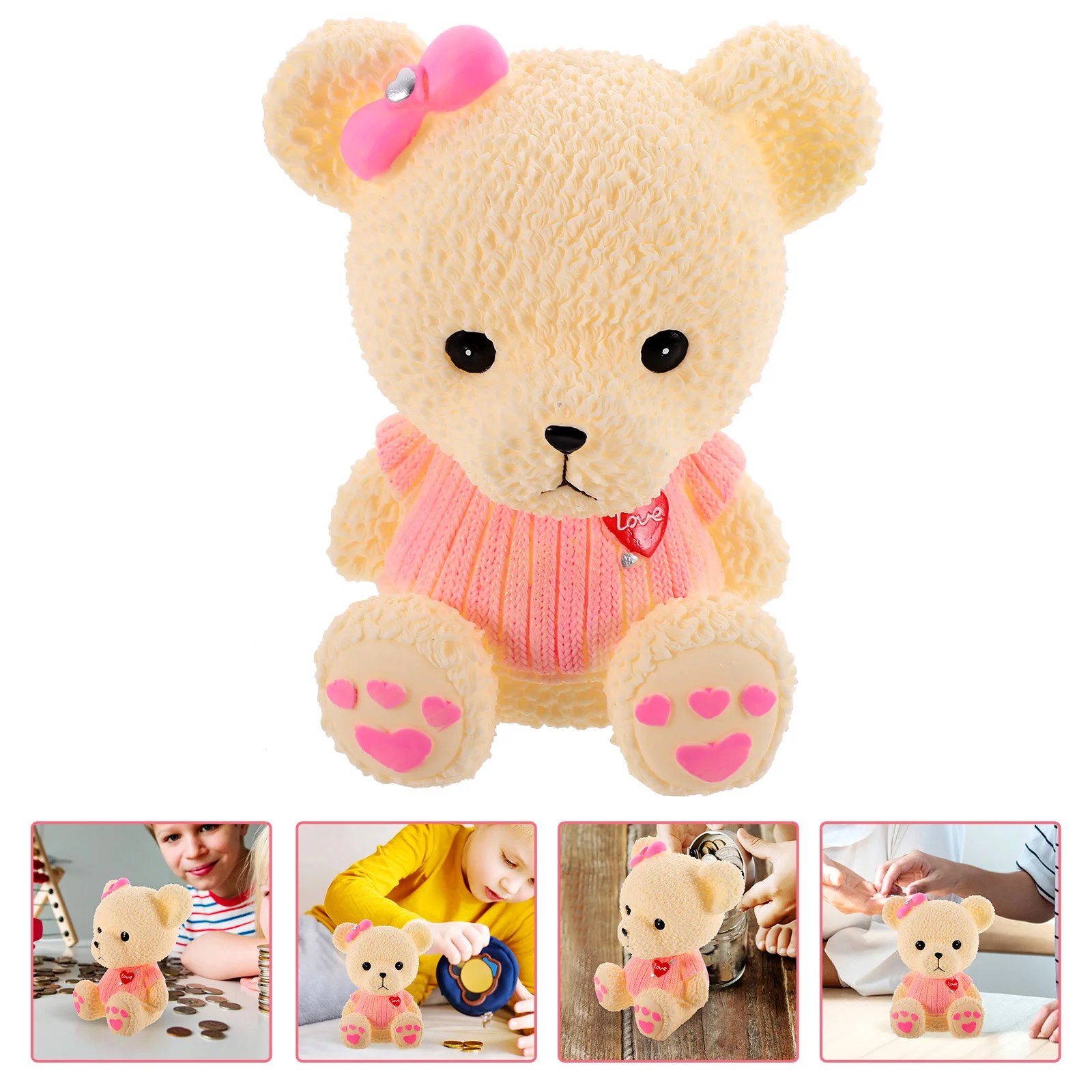 

Lovely Bear Shaped Piggy Bank Creative Vinyl Coin Box Money Holder Decorative Saving Pot Home Decor Gift for Kids Birthday